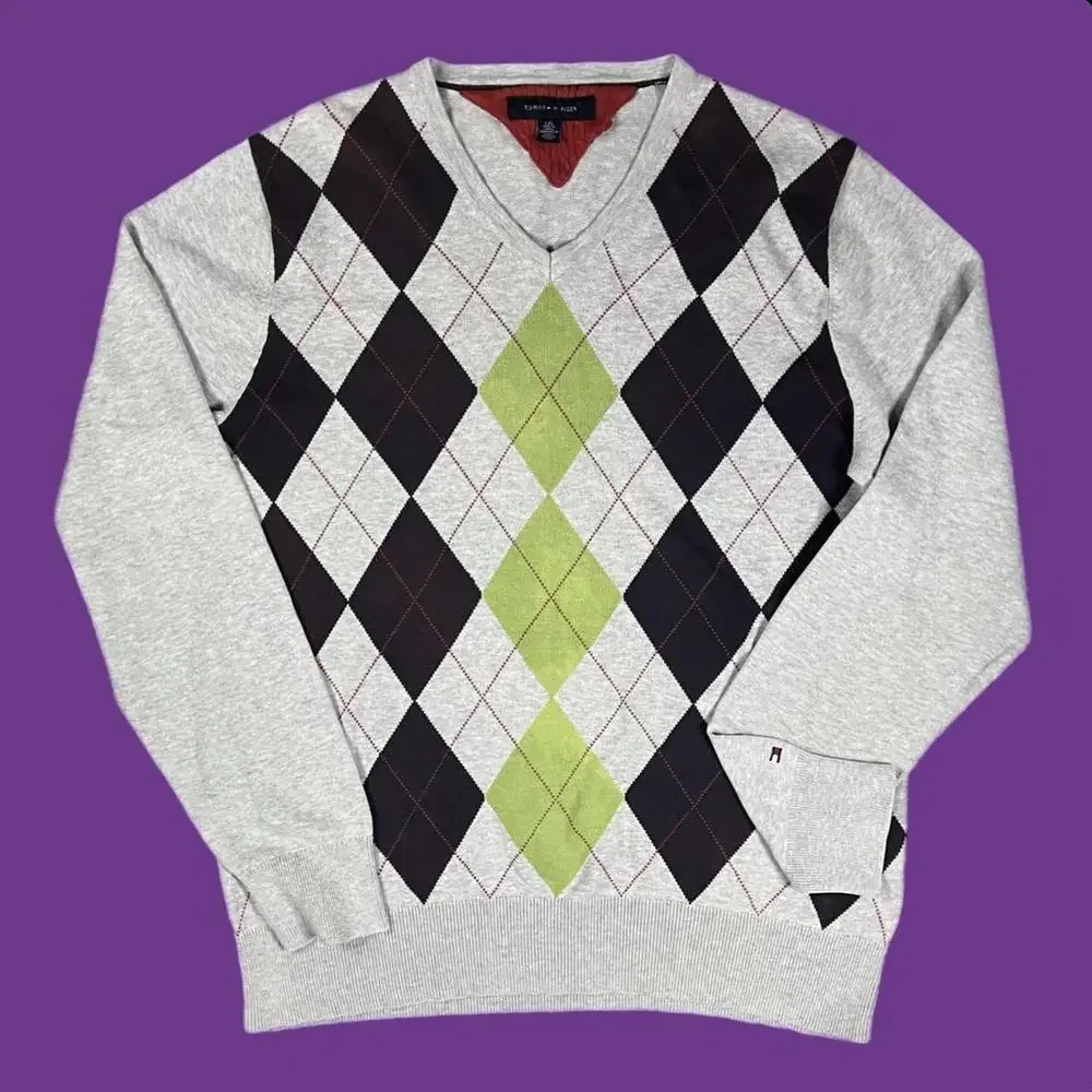 Tommy Hilfiger diamond argyle V-neck sweater - Picture 1 of 5